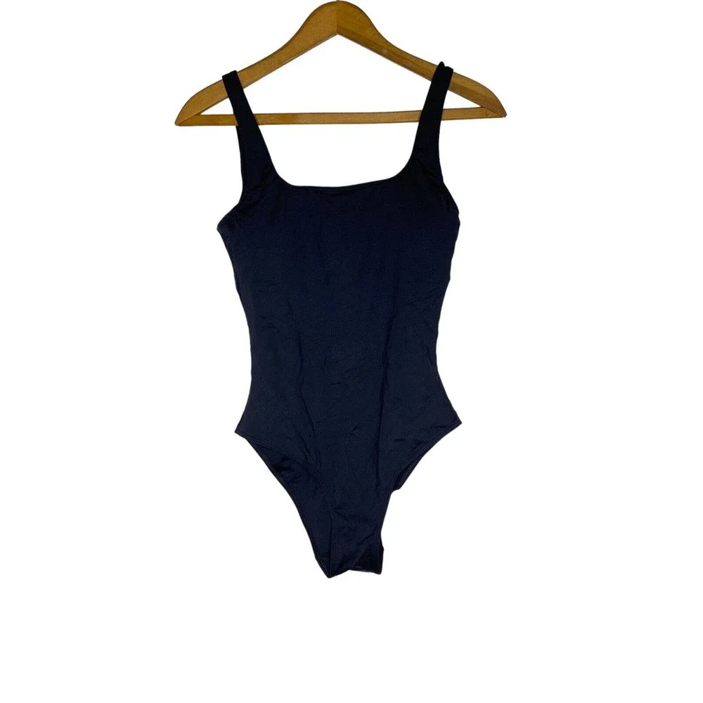 NWT Everlane Womens Square Neck One Piece Swimsuit Size Small Padded Lined Black